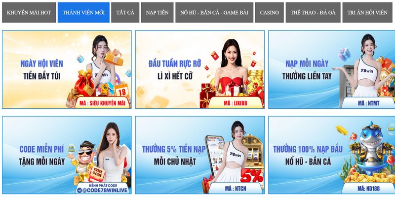 Tổng hợp các chương trình khuyến mãi 78Win cực hấp dẫn